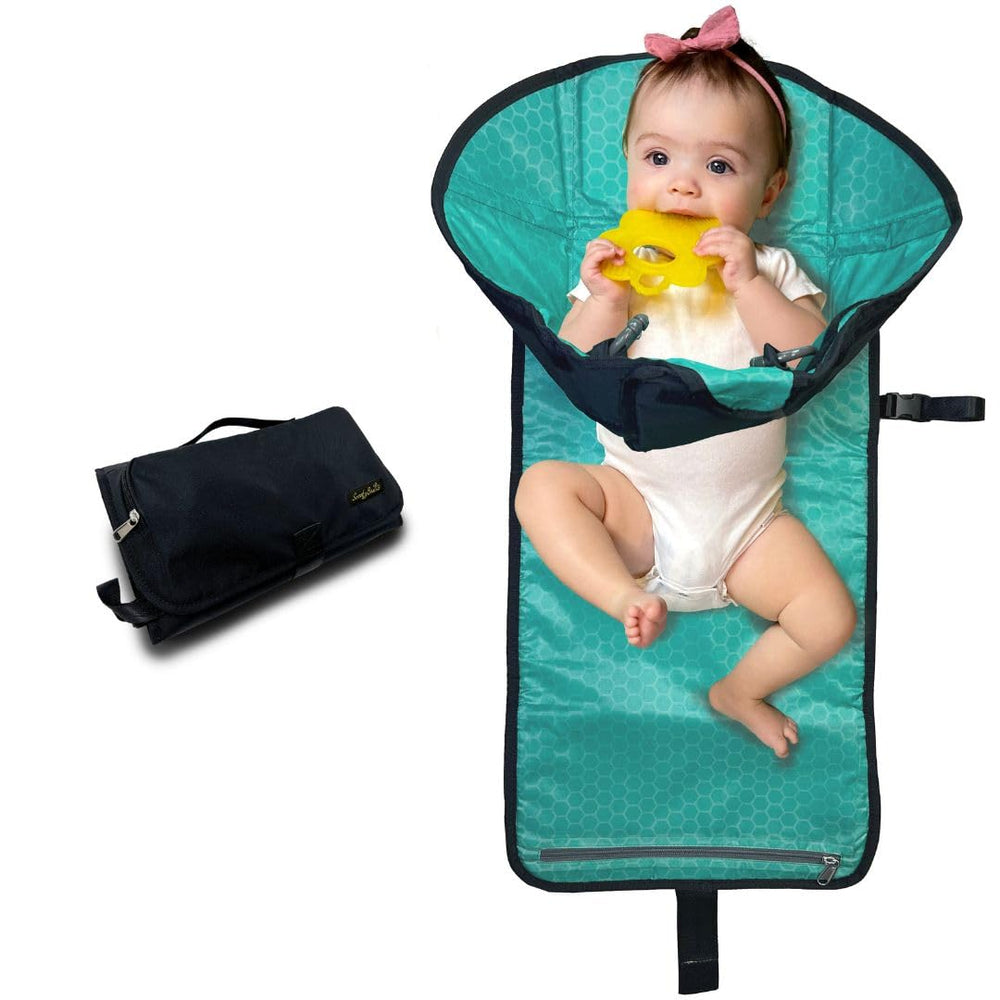 SnoofyBee portable-changing-pad folded front view shows compact, travel-ready design for on-the-go parents.