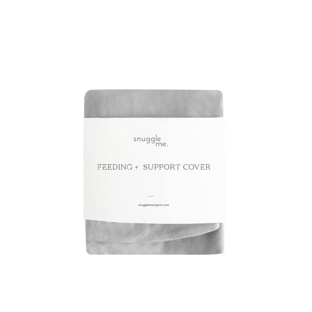 Snuggle Me Organic Feeding Support Cover in Stone protects the pillow and simplifies feeding cleanup.