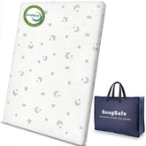SnugSafe pack-n-play mattress pad folded for compact storage and travel convenience.