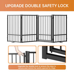 SNUOWU foldable dog gate with 360-degree hinges stores compactly.