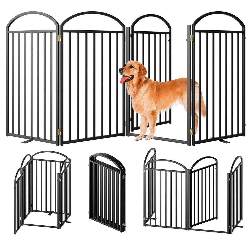 SNUOWU four panel gate front view for versatile room entry and safe pet separation.
