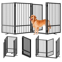 SNUOWU full-metal dog gate door-closed view for doorway containment
