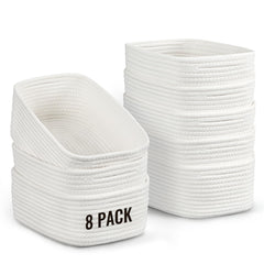 Snuvid 8-pack storage baskets in white provide tidy, accessible organizing for cosmetics and bathroom essentials.