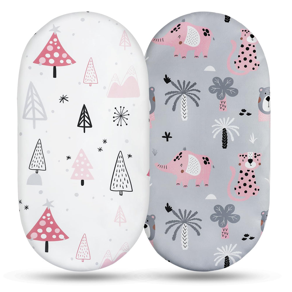 Soarwg Kids bassinet sheets 2-pack offer soft, breathable newborn comfort.