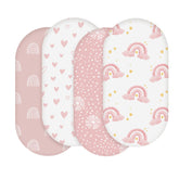 Soarwg Kids bassinet sheets four-pack shows soft fabric for newborn comfort and breathable sleep.