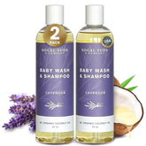 SoCal Suds & Company lavender 2-in-1 baby shampoo bottle for gentle cleansing.