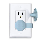 SocketSitter blue outlet covers in use protect curious hands from sockets.