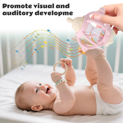 Socub baby rattle teether pink rattle beads sound encourages auditory stimulation.