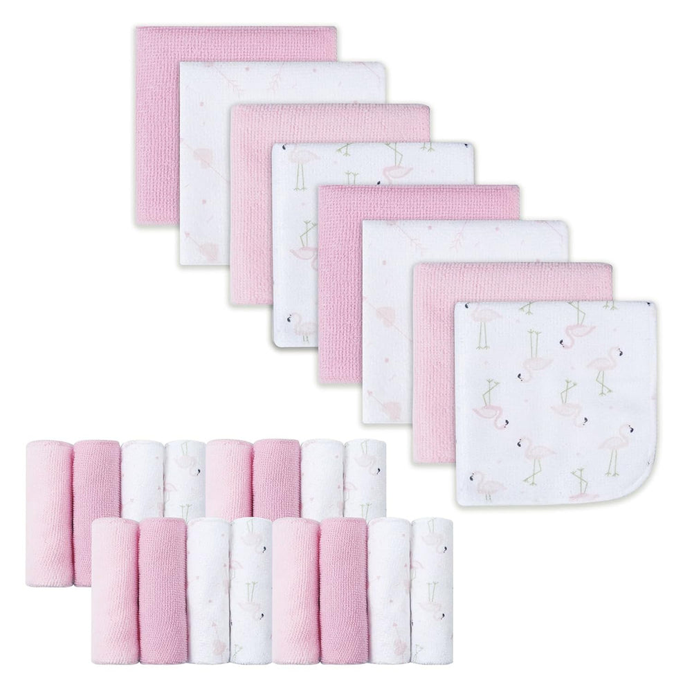 Softan Baby Washcloths 24pack pack shot Flamingos—gentle bath time for newborns