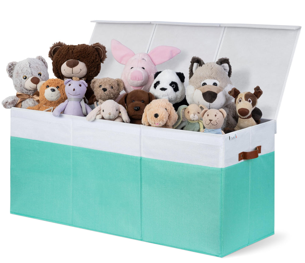 SoftOwl extra large toy storage organizer with lid provides ample capacity for clutter-free playroom storage.