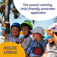 Solar Buddies pink bag clip attached shows easy attachment for on-the-go sun care.