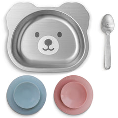 Solavine bear-suction-plate bear-face keeps toddler meals cute and mess-free.