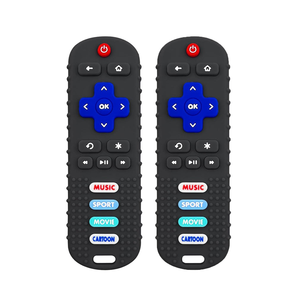 SOLIFEGOBLE remote teether front view with button textures for sensory chewing and engagement