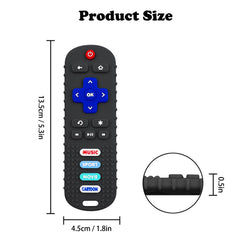 SOLIFEGOBLE remote teether black front view, grip-friendly design for tiny hands