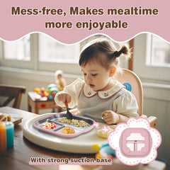 Solldgt divided kids plates with three sections promote balanced meals