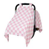 SolTourne muslin car seat cover provides 360-degree coverage for sun and breeze protection.