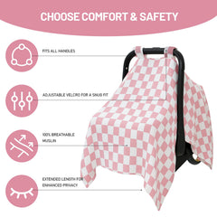 SolTourne pink plaid design adds stylish shade and distraction-free environments.