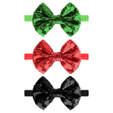 Song Qing sequined bow headband close-up with sparkle for photos