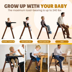Soobaby high chair 5-point harness adds secure seating during meal times.