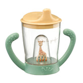 Sophie la girafe anti-leak mascot cup with handles for easy grip and spill-free drinking.