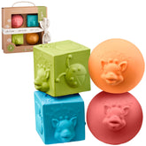Sophie la girafe So'Pure blocks and balls with textured surfaces for soothing teething.