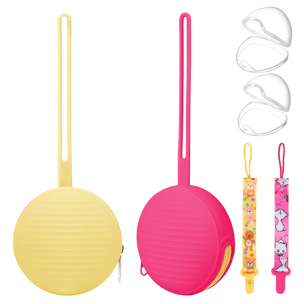 Sopkdey pacifier case travel set keeps pacifiers clean and easily accessible on the go.