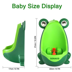 Soraco frog potty training target spins for engaging aiming practice during toilet training.
