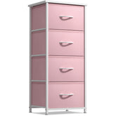 Sorbus Dresser Storage Tower pastel pink wood-top displaying a lamp on the surface