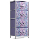 Sorbus dresser storage tower with wood top and tie-dye finish for stylish bedside display.