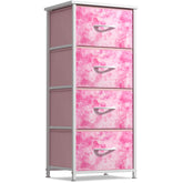 Sorbus dresser storage tower with wood top provides sturdy bedside surface for lamps and chargers.