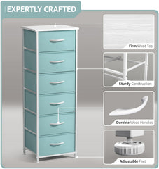 Sorbus fabric dresser aqua close-up fabric drawers showing durability