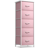 Sorbus fabric dresser pink top surface for easy bedside organization.