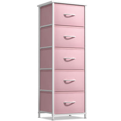 Sorbus fabric dresser pink top surface for easy bedside organization.