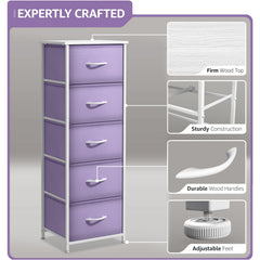 Sorbus fabric dresser purple drawer close-up highlights soft fabric texture