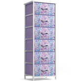 Sorbus fabric dresser tie-dye purple front view showing organized kids' clothes storage.