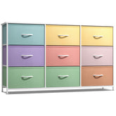 Sorbus Kids Dresser 9-drawer with wood top for display and storage.