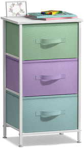 Sorbus nightstand 3-drawers pastel white with wood top provides stylish bedroom storage and display space.