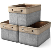 Sorbus premium storage cubes front view in grey-tan for decluttering toy storage