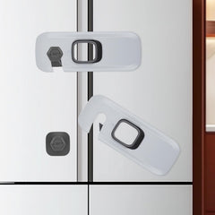 Sorcristy fridge lock with adhesive pads secures the refrigerator door for safer access.