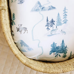 Sorrel + Fern elastic-band detail keeps sheets in place for restful sleep.