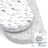 Sorrel + Fern Arctic Journey pattern close-up, ultra-soft cotton blend for baby comfort.