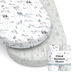 Sorrel + Fern Arctic Journey pattern close-up, ultra-soft cotton blend for baby comfort.