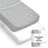 Sorrel + Fern Galaxy pattern changing pad cover close-up highlighting soft fabric for baby changes