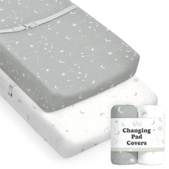 Sorrel + Fern Galaxy pattern changing pad cover close-up highlighting soft fabric for baby changes
