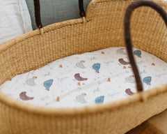 Sorrel and Fern bassinet sheets with elastic band for Stay-Put fit