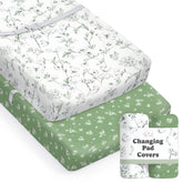 Sorrel + Fern Butterfly Garden changing pad cover set shows vibrant print for nursery charm.