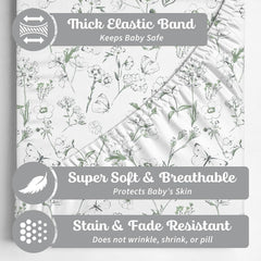 Sorrel + Fern changing pad cover close-up reveals ultra-soft cotton and secure elastic.