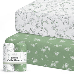 Sorrel + Fern crib sheet Butterfly Garden pattern adds vibrant, cozy bedding to a nursery.