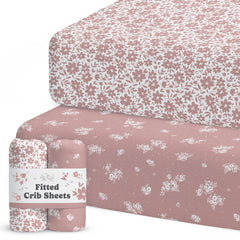 Sorrel + Fern crib sheets neutral antique rose closeup shows buttery-soft fabric.