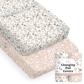 Sorrel + Fern Fleurette changing pad cover closeup, ultra-soft cotton blend for baby comfort.